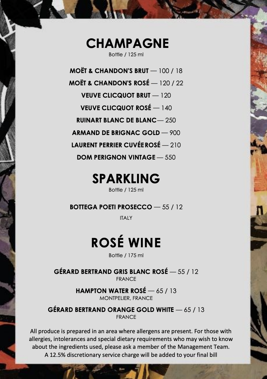Savage Garden menu design - International