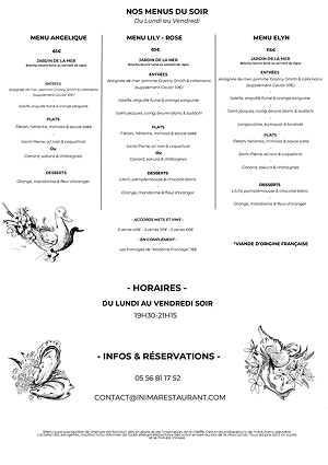 Inima Restaurant menu design - Healthy, French