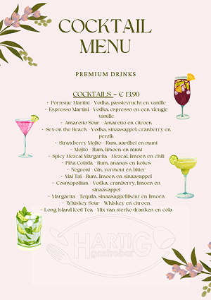 Gastrobar Hartig menu design - European, International